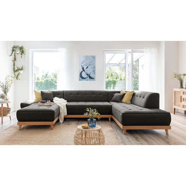 Tmavosivá rozkladacia pohovka do "U" Miuform Dazzling Daisy, pravý roh-image-3