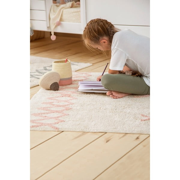 Ružovo-krémový prateľný ručne tkaný bavlnený koberec 120x160 cm Atlas Natural – Lorena Canals-image-1