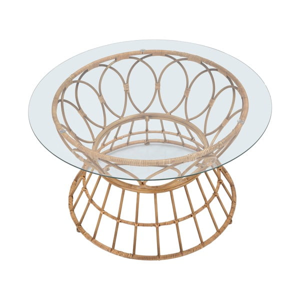 Okrúhly konferenčný stolík so sklenenou doskou v prírodnej farbe ø 75 cm Panama - Mauro Ferretti-image-2