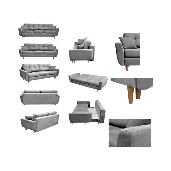 Sivá rozkladacia pohovka so svetlými nohami Mazzini Sofas Roso-image-1