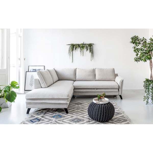 Svetlobéžová rozkladacia rohová pohovka Miuform Charming Charlie L, ľavý roh-image-1