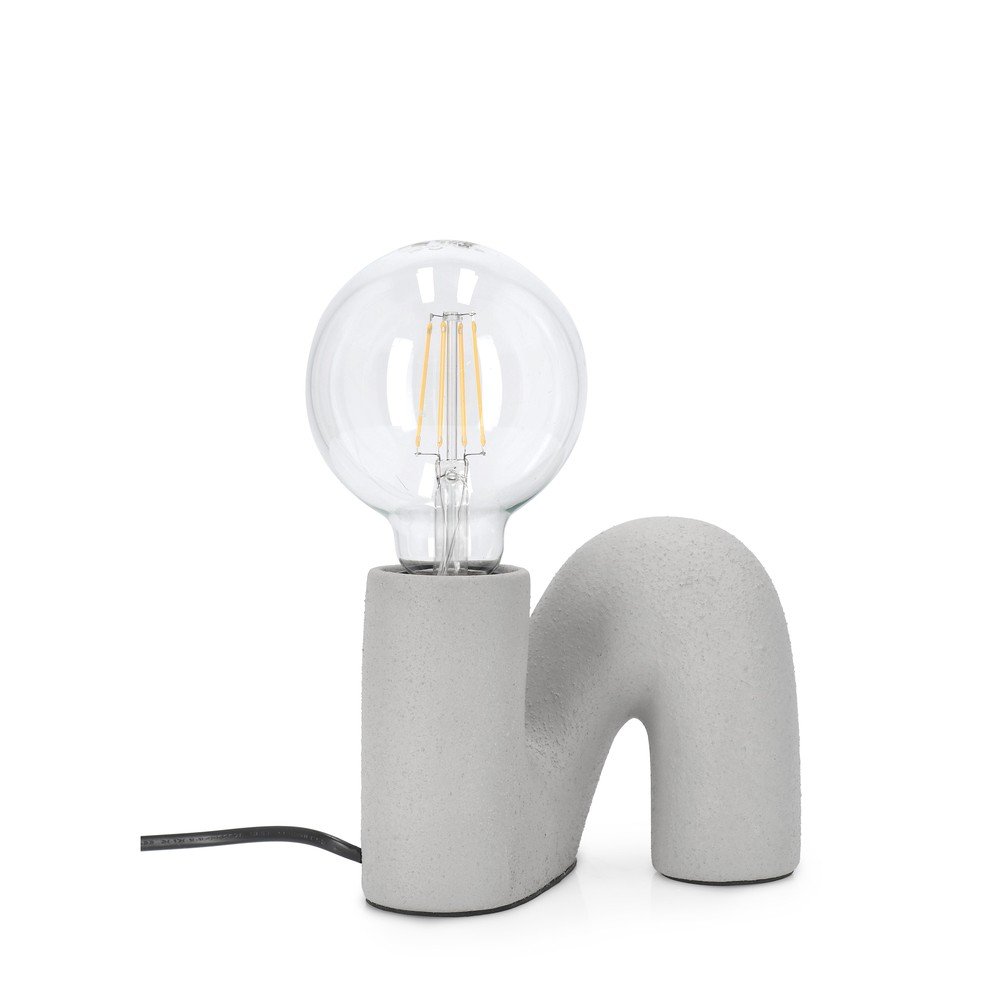E-shop Sivá keramická stolová lampa so skleneným tienidlom (výška 12,5 cm) Jael – Yes Everyday