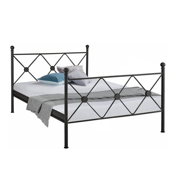 Čierna kovová posteľ Støraa Johnson, 140 x 200 cm
