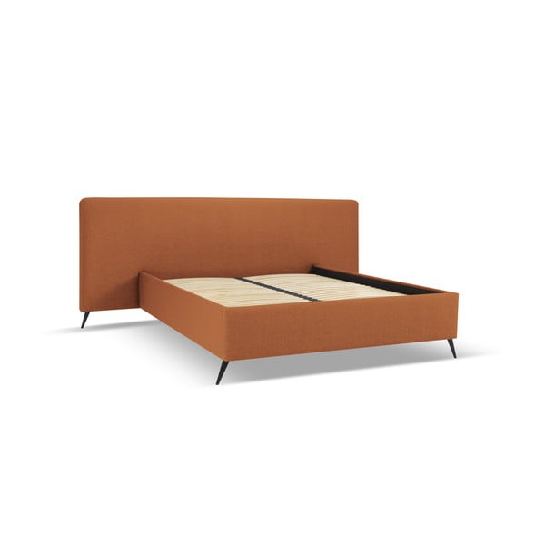 Čalúnená dvojlôžková posteľ s úložným priestorom a roštom 140x200 cm v tehlovej farbe Walter – Milo Casa