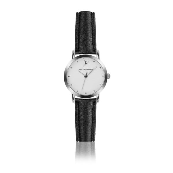 Dámske hodinky s čiernym remienkom z pravej kože Emily Westwood Tweet