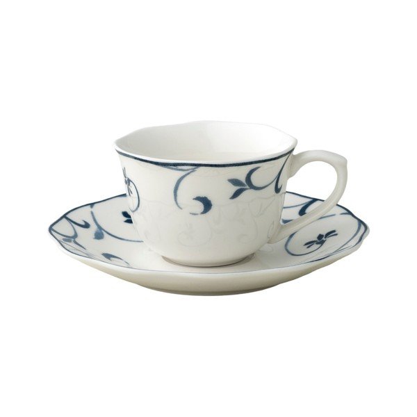 Sada 6 šálok na espresso s tanierikom z kostného porcelánu Brandani Ricciolo Di Dama, 70 ml