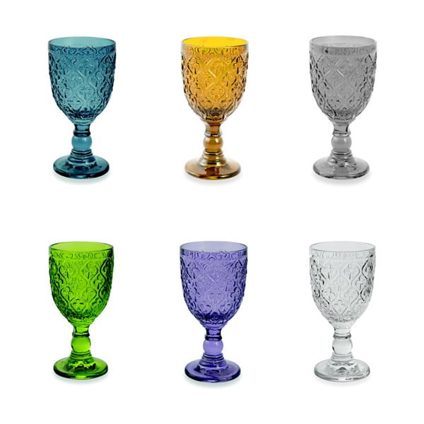 Sada 6 farebných sklenených pohárov Villa d'Este Marrakech, 280 ml