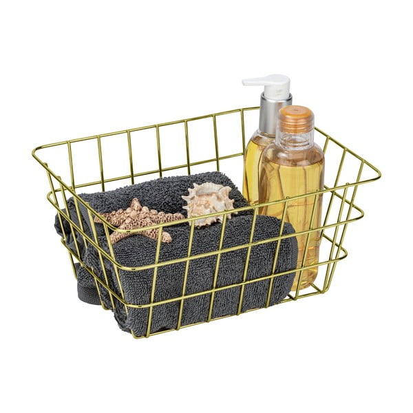 Kovový úložný košík v zlatej farbe Wenko Viana-image-4