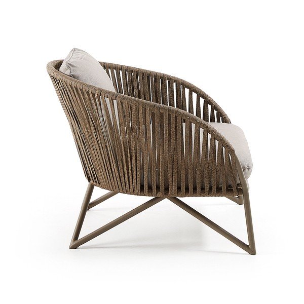 Svetlosivé/hnedé kovové záhradné kreslo Branzie – Kave Home-image-2