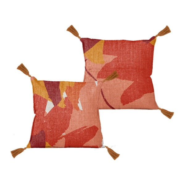 Obliečka na vankúš Linen Borlas Red Blocks, 45 × 45 cm