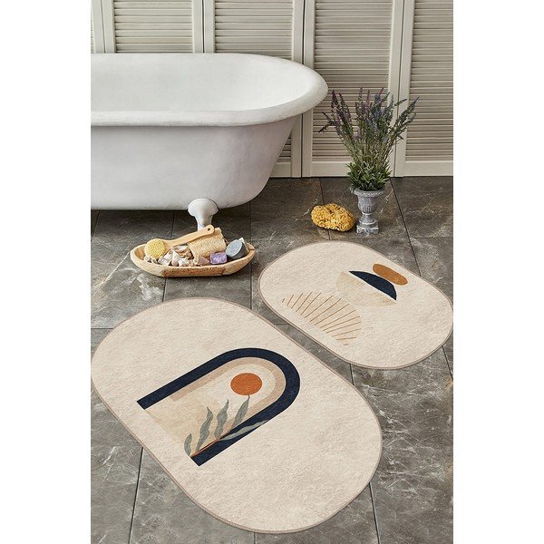 Béžové kúpeľňové predložky v súprave 2 ks 60x100 cm – Mila Home-image-2
