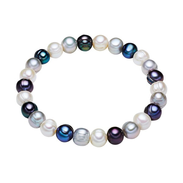Modro-biely perlový náramok Chakra Pearls, 17 cm