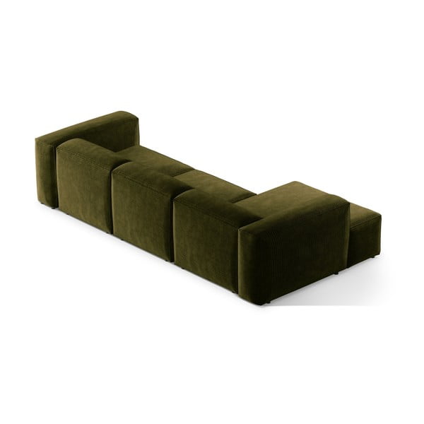 Zelená menčestrová rohová pohovka (ľavý roh/s leňoškou) Bergamo – Cosmopolitan Design-image-4