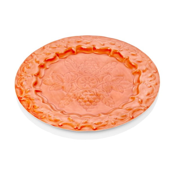 Oranžový ručne kovaný servírovací tanier The Mia Duggal, ⌀ 43 cm