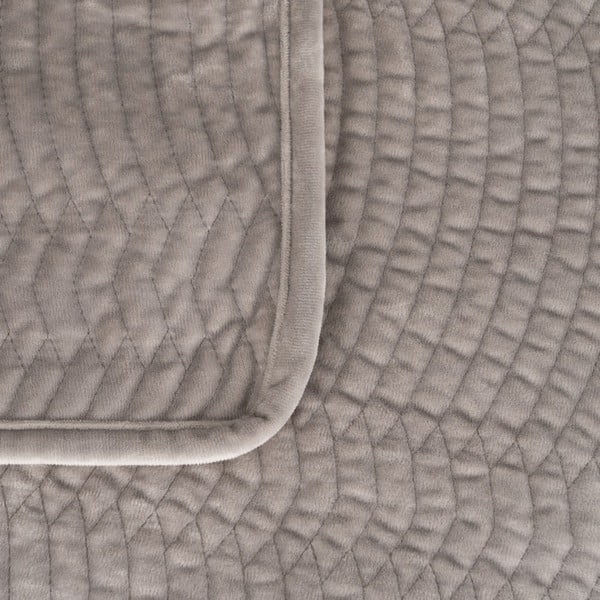 Sivý zamatový prešívaný pléd 180x260 cm – Ixia-image-1