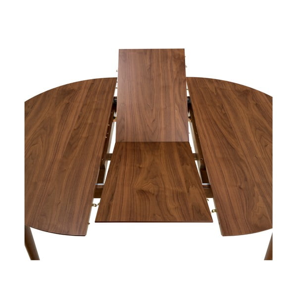 Okrúhly rozkladací jedálenský stôl s prídavnou doskou v dekore orecha ø 115 cm Montreux – Actona-image-4