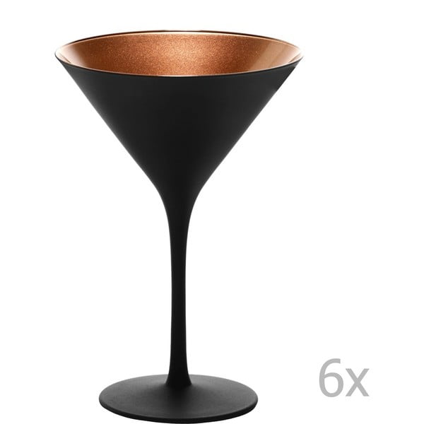 Sada 6 čierno-bronzových pohárov na koktaily Stölzle Lausitz Olympic Cocktail, 240 ml