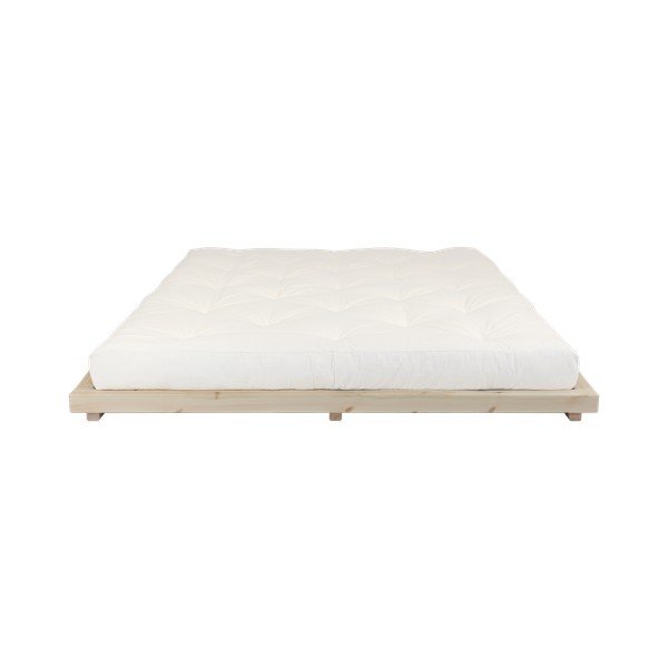 Dvojlôžková posteľ z borovicového dreva s matracom Karup Design Dock Comfort Mat Natural/Natural, 160 × 200 cm