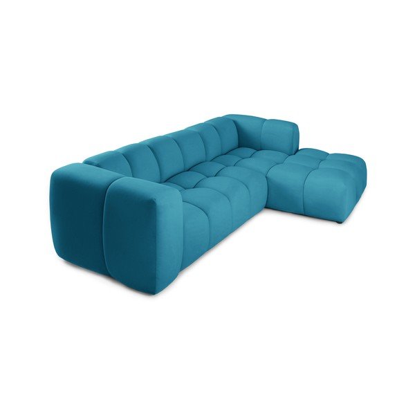 Tyrkysová zamatová rohová pohovka (pravý roh/s leňoškou) Cube – Bonami Selection-image-3