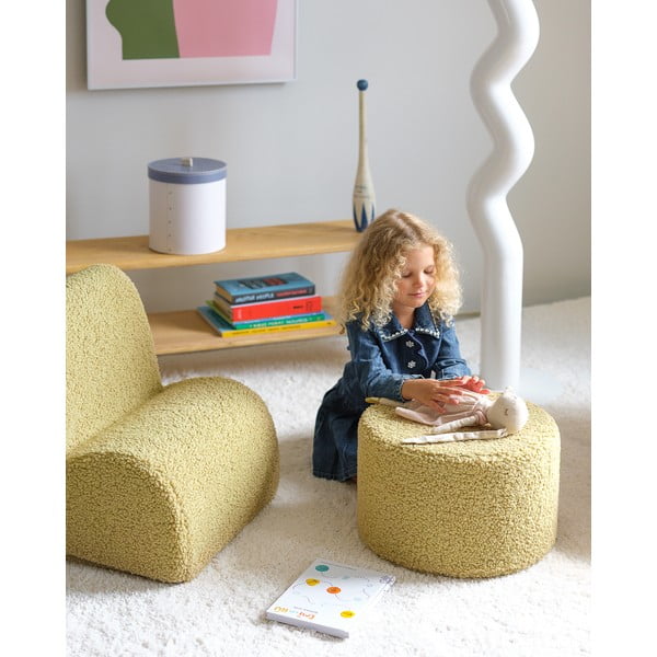 Zelený detský puf z textílie buklé – Wigiwama-image-1