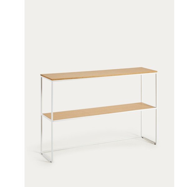 Biely/v prírodnej farbe konzolový stolík v dekore duba 30x120 cm Yoana – Kave Home-image-4