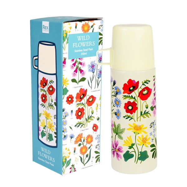 Krémová detská termoska 350 ml Wild Flowers – Rex London-image-3
