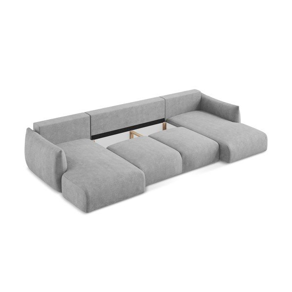 Svetlosivá ženilková rozkladacia rohová pohovka (do tvaru "U") Leila – Makamii-image-4