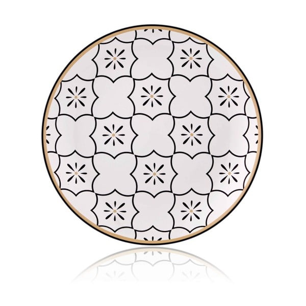 Čierno-biely tanier z kostného porcelánu The Mia Maroc Marrakesh, ⌀ 27 cm