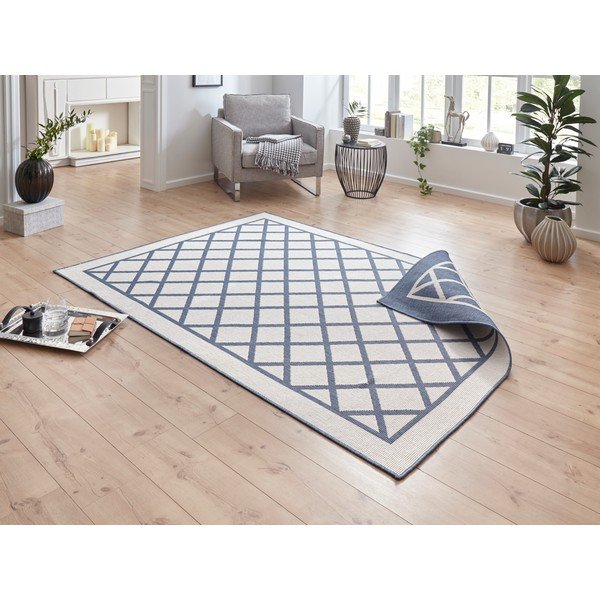 Modro-krémový vonkajší koberec NORTHRUGS Sydney, 150 x 80 cm-image-1