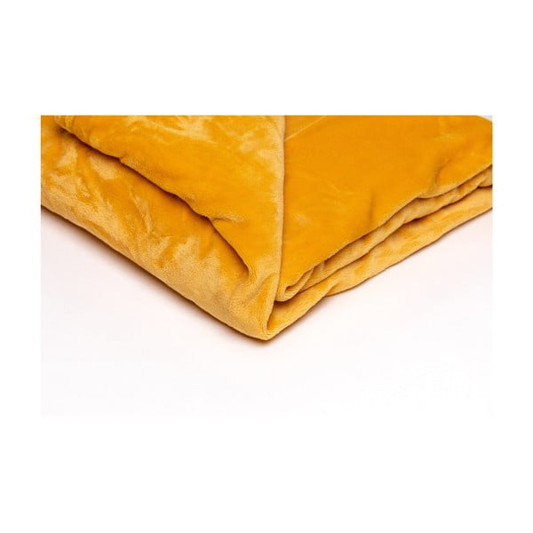 Medovožltá mikroplyšová deka My House, 150 × 200 cm-image-1