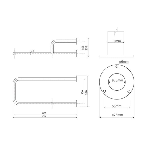 Nástenné madlo do kúpeľne z nehrdzavejúcej ocele 52 cm Handicap Right – Sapho-image-2