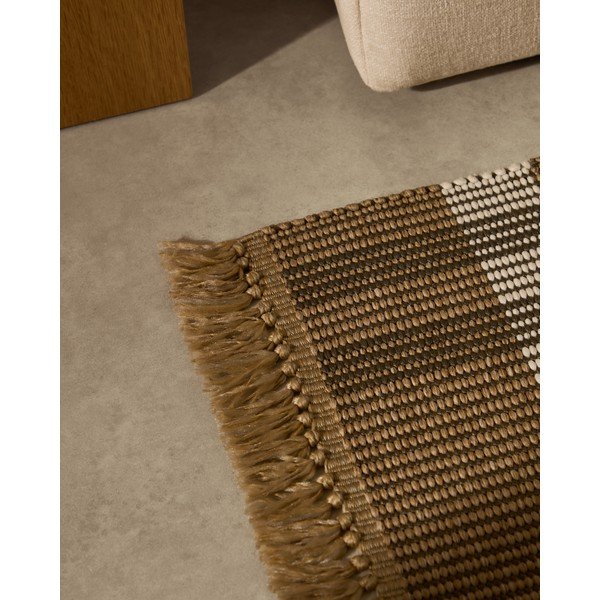 Béžový obojstranný/ručne tkaný koberec 60x90 cm Barani – Kave Home-image-2