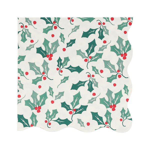 Papierové obrúsky v súprave 16 ks Holly Pattern – Meri Meri