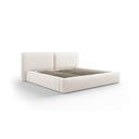 Béžová čalúnená dvojlôžková posteľ s úložným priestorom a roštom 180x200 cm Arendal – Cosmopolitan Design