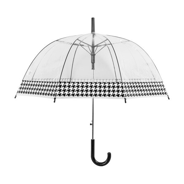 Transparentný tyčový dáždnik s automatickým otváraním proti vetru Ambiance Dog Stooth, ⌀ 84 cm