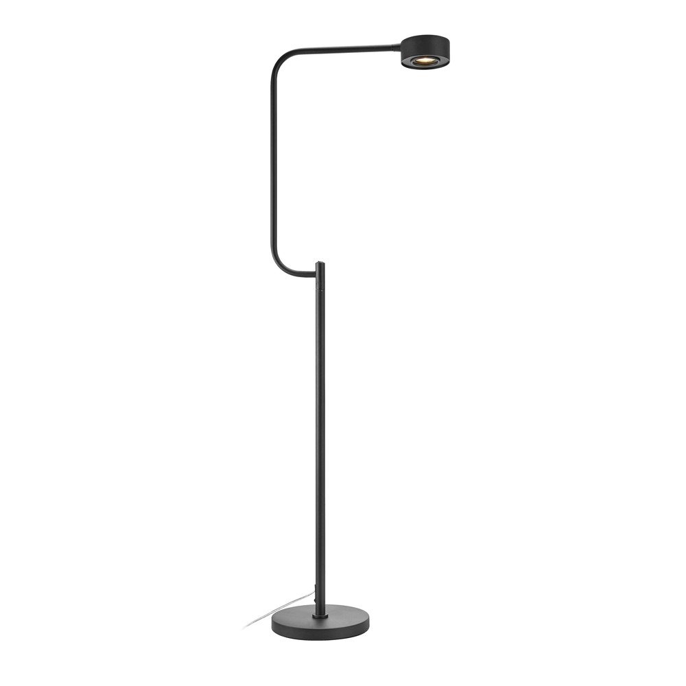 E-shop Čierna LED stmievateľná stojacia lampa s kovovým tienidlom (výška 130 cm) Hugo – Markslöjd