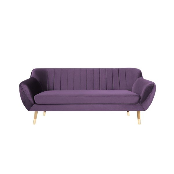 Fialová zamatová pohovka Mazzini Sofas Benito, 188 cm