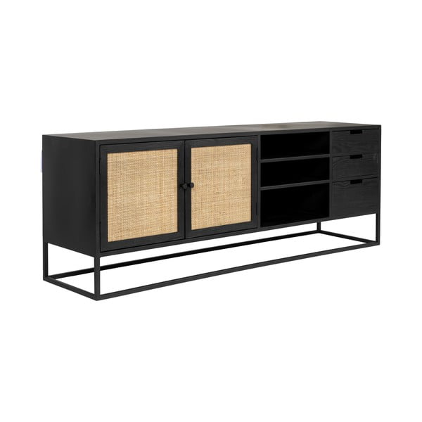 Čierny ratanový TV stolík 38x55 cm Guuji – White Label-image-2