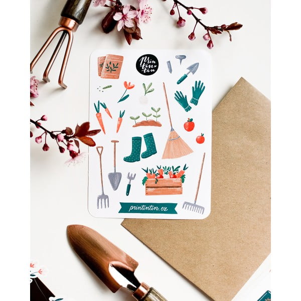 Arch vinylových samolepiek s motívom Záhradníčka Printintin, 10,5 cm x 14,5 cm-image-1
