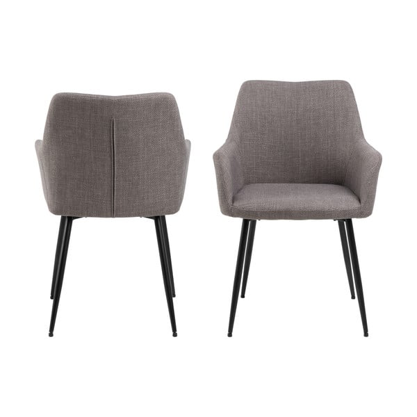 Svetlosivé čalúnené jedálenské kreslá v súprave s podrúčkami 2 ks Lizzy – Actona-image-2