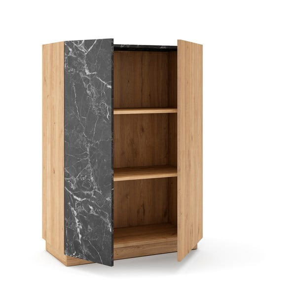 Čierna/prírodná skrinka v dekore duba 90x127 cm Dione – Marckeric-image-4