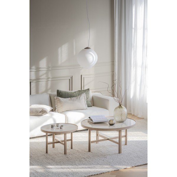 Okrúhly konferenčný stolík s keramickou doskou v prírodnej farbe 90x90 cm Marsden – Rowico-image-3