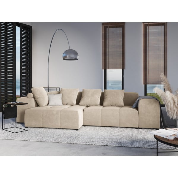 Béžový zamatový vankúš k modulárnej pohovke Rome Velvet - Cosmopolitan Design-image-3