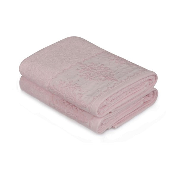 Sada dvoch uterákov v púdrovoružovej farbe Victorian, 90 × 50 cm