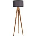 Tmavosivá/v prírodnej farbe stojacia lampa s textilným tienidlom (výška  153 cm) Tripod – Opviq lights
