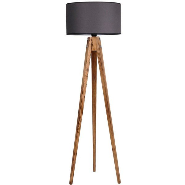 Čierna/v prírodnej farbe stojacia lampa s textilným tienidlom (výška  153 cm) Tripod – Opviq lights