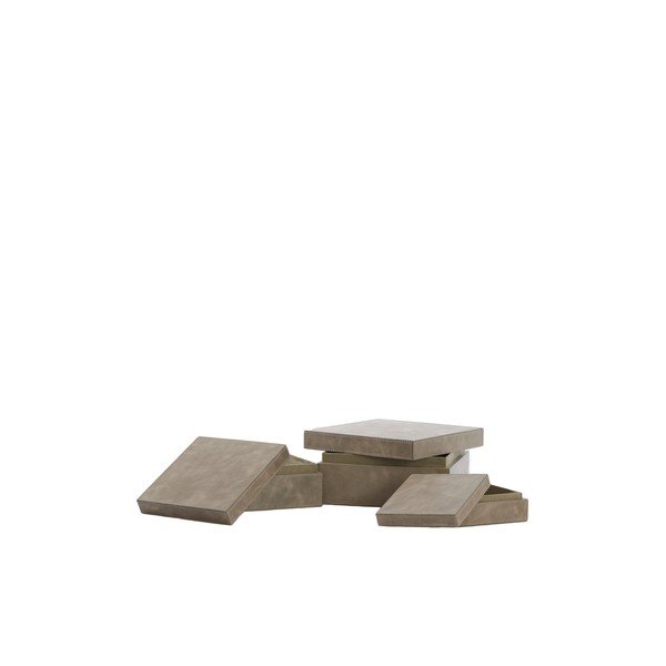 Kožené dekoratívne úložné boxy s vekom v súprave 3 ks Kae - Light & Living-image-2