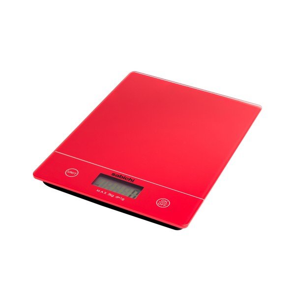 Červená digitálna kuchynská váha Sabichi