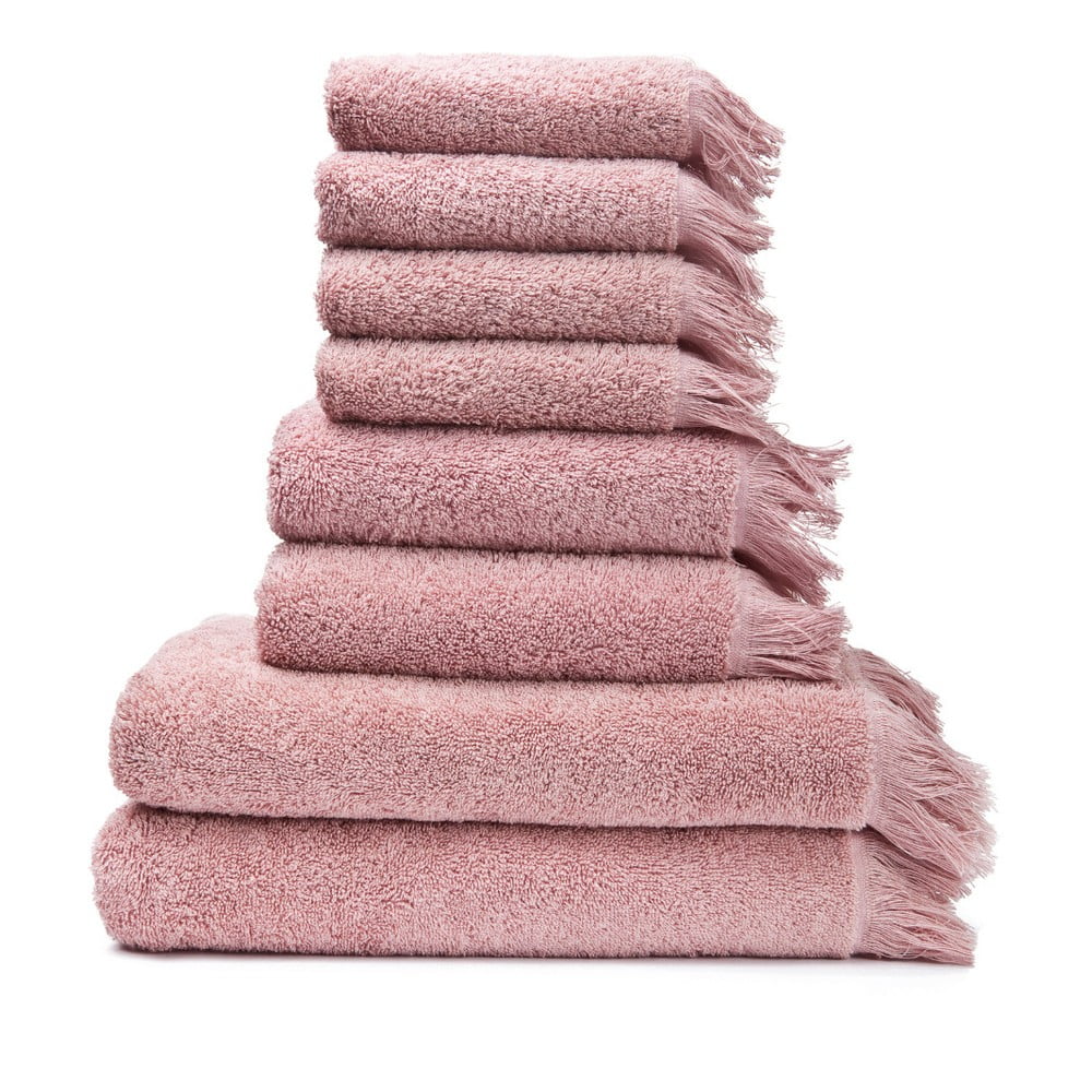 Sada 6 ružových uterákov a 2 osušiek zo 100 % bavlny Bonami Selection