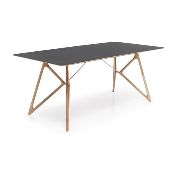 Dubový jedálenský stôl Tink Linoleum Gazzda, 180cm, čierny